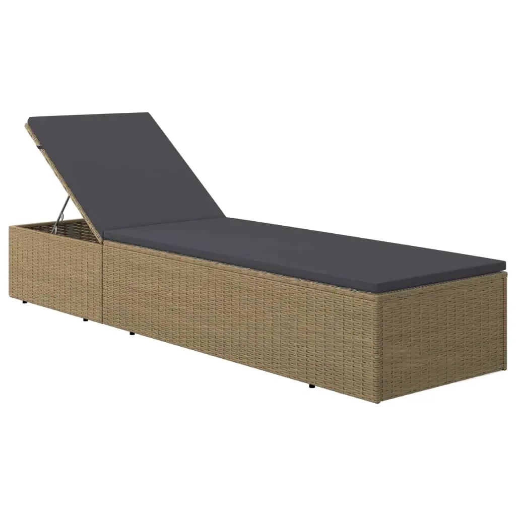 Sunlounger Poly Rattan Brown and Dark Grey 310146 - Furniture