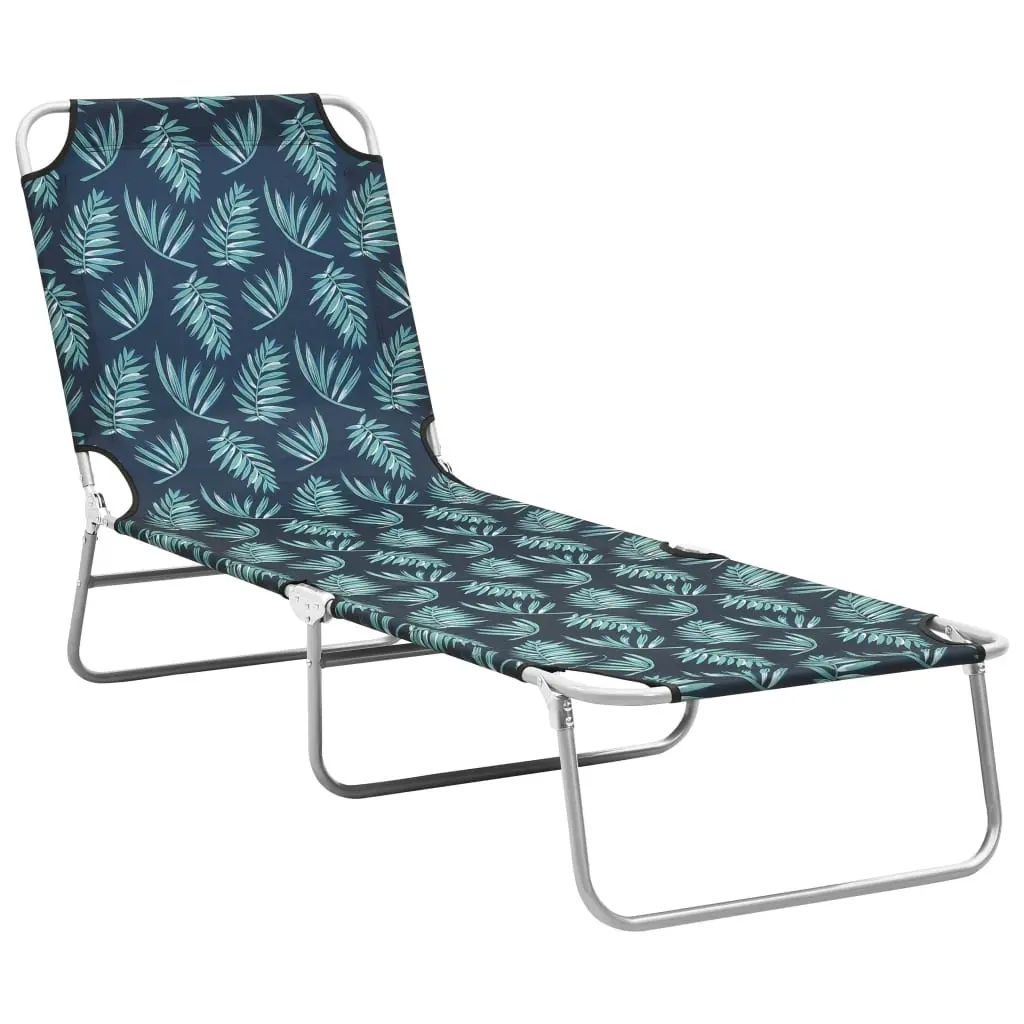 Folding Sun Lounger Steel and Fabric Leaves Print 310331 - Furniture