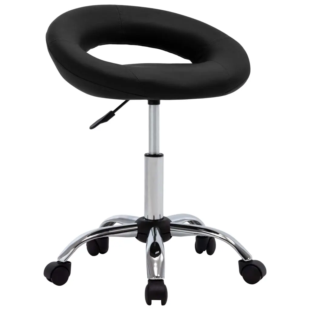 Rolling Work Chair Black Faux Leather 323664 - Furniture