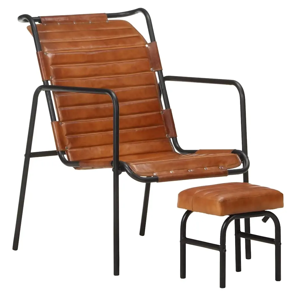 Relaxing Armchair with a Footrest Brown Real Leather 323728 - Furniture