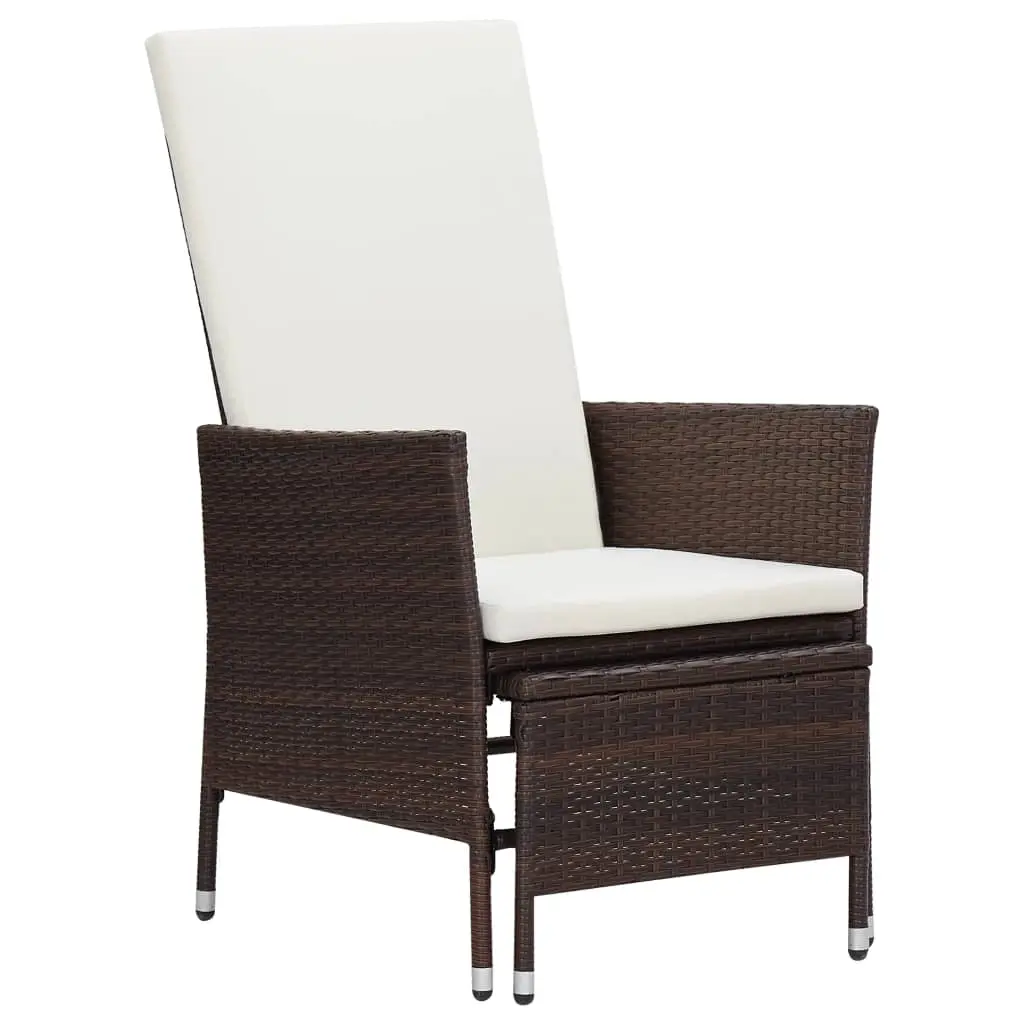 Reclining Garden Chair with Cushions Poly Rattan Brown 310229 - Furniture