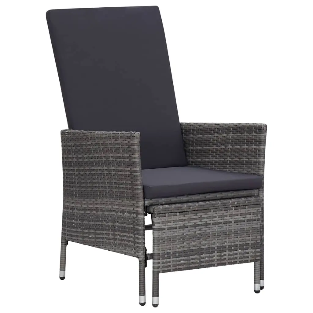 Reclining Garden Chair with Cushions Poly Rattan Grey 310230 - Furniture