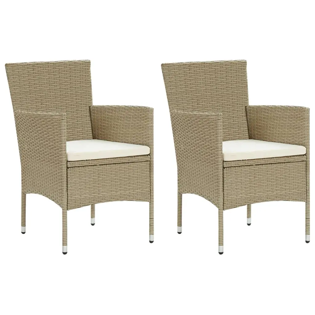 Garden Dining Chairs 2 pcs Poly Rattan Beige 310553 - Up to 65% off Outdoor Furniture