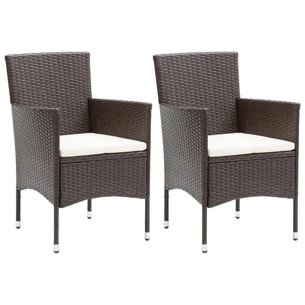 Garden Dining Chairs 2 pcs Poly Rattan Brown 310554 - Furniture
