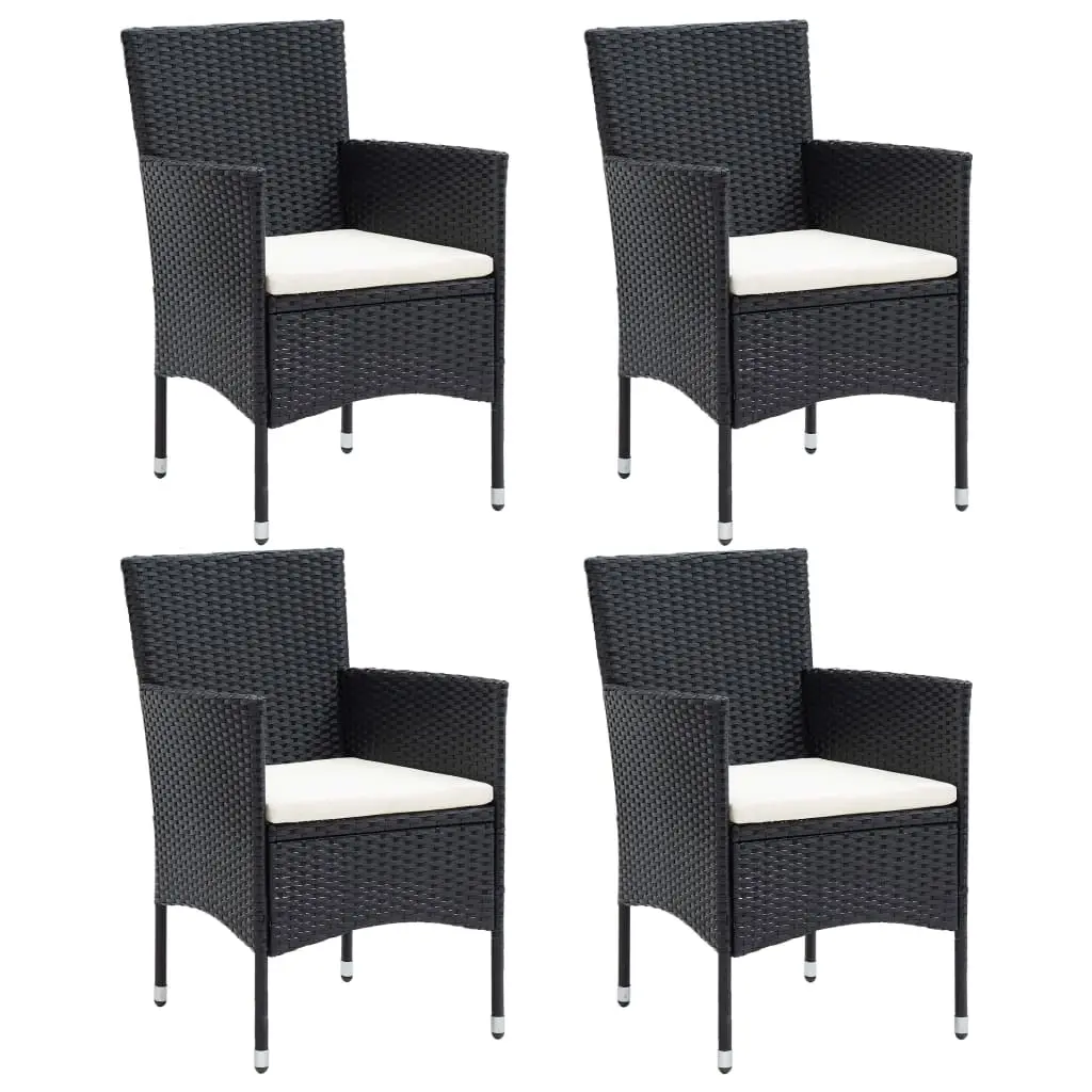 Garden Dining Chairs 4 pcs Poly Rattan Black 310562 - Furniture