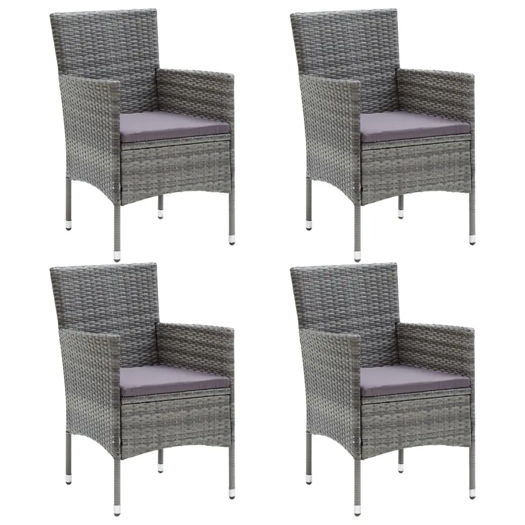 Garden Dining Chairs 4 pcs Poly Rattan Grey 310563 - Furniture