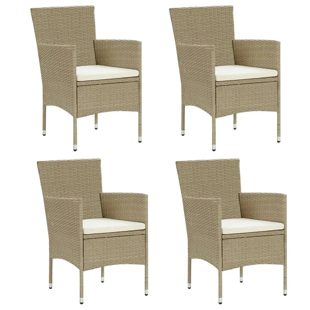 Garden Dining Chairs 4 pcs Poly Rattan Beige 310564 - Furniture