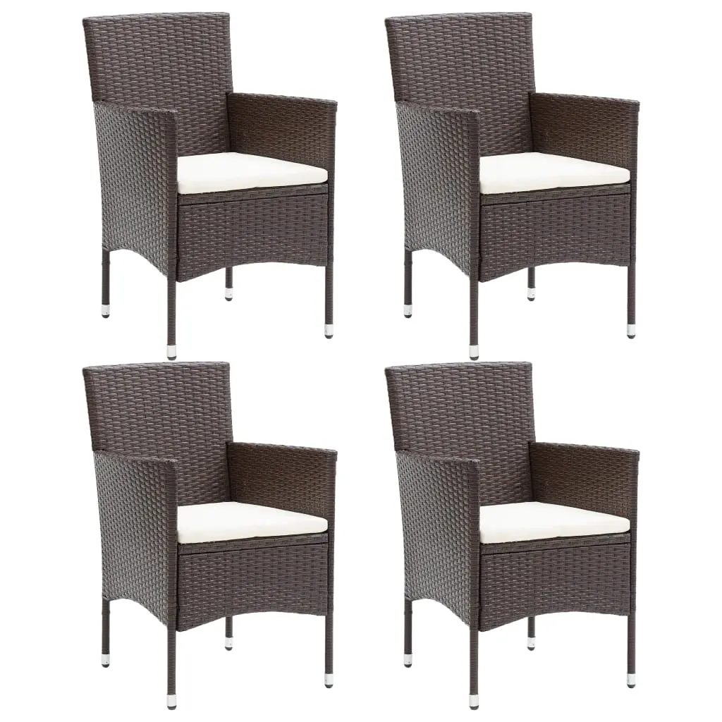 Garden Dining Chairs 4 pcs Poly Rattan Brown 310565 - Furniture