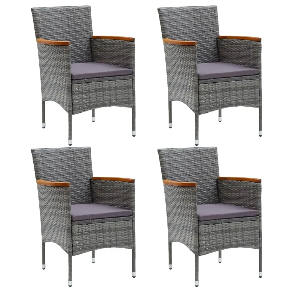 Garden Dining Chairs 4 pcs Poly Rattan Grey 310567 - Furniture