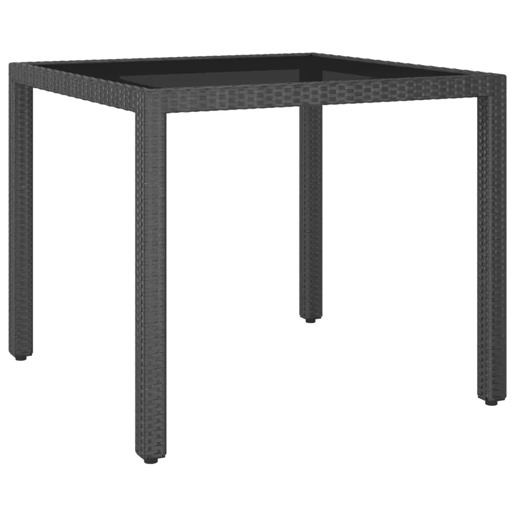 Garden Table Black 90x90x75 cm Poly Rattan 310568 - Furniture
