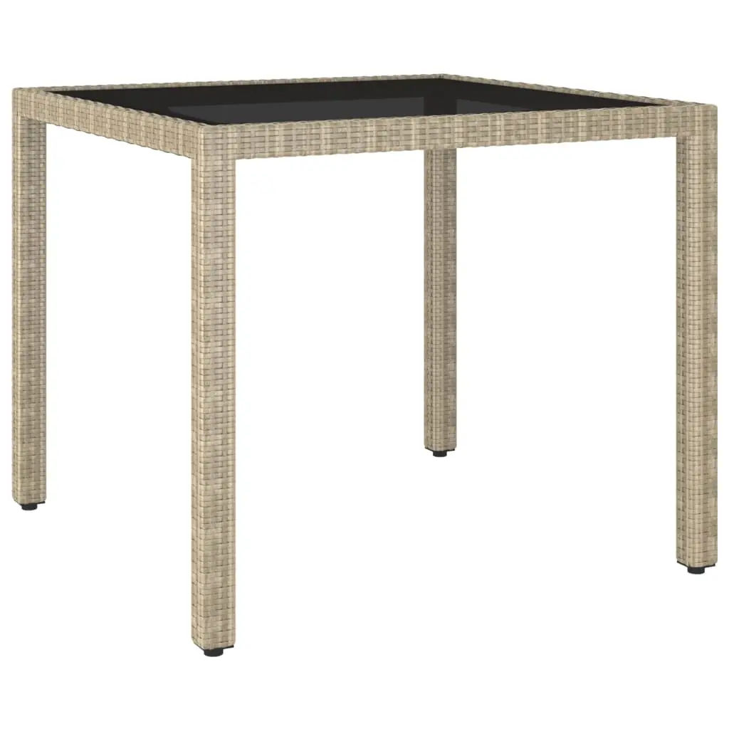 Garden Table Beige 90x90x75 cm Poly Rattan 310570 - Furniture