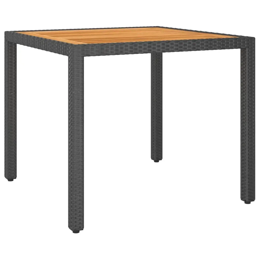 Garden Table Black 90x90x75 cm Poly Rattan 310572 - Furniture