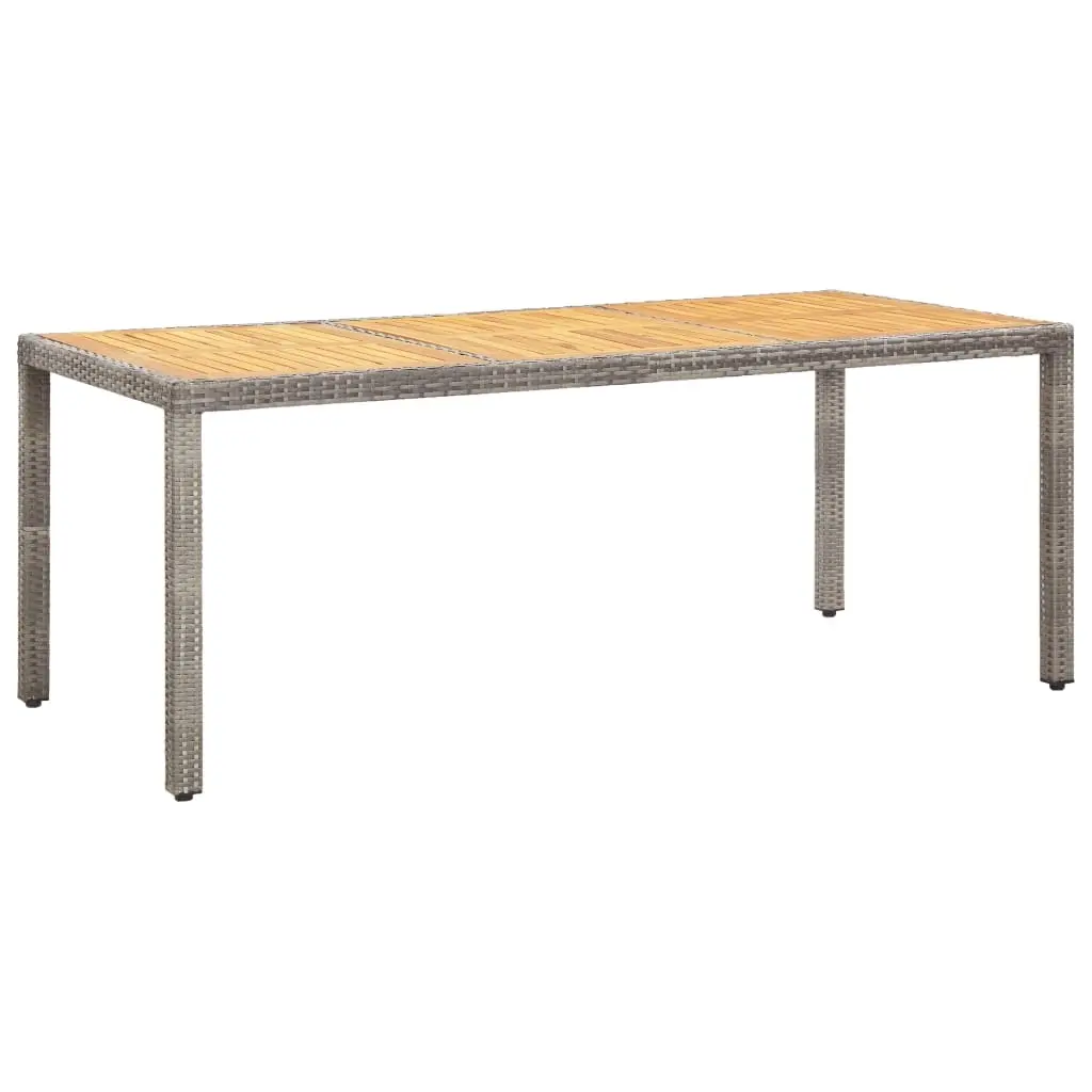 Garden Table Grey 190x90x75 cm Poly Rattan and Acacia Wood 310585 - Furniture