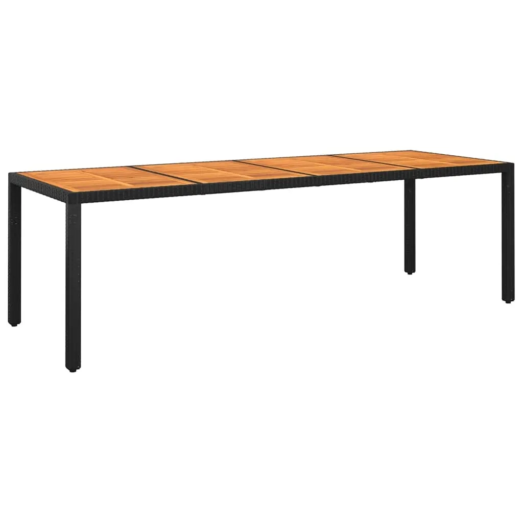 Garden Table 250x100x75 cm Acacia Wood and Poly Rattan Black 310596 - Furniture