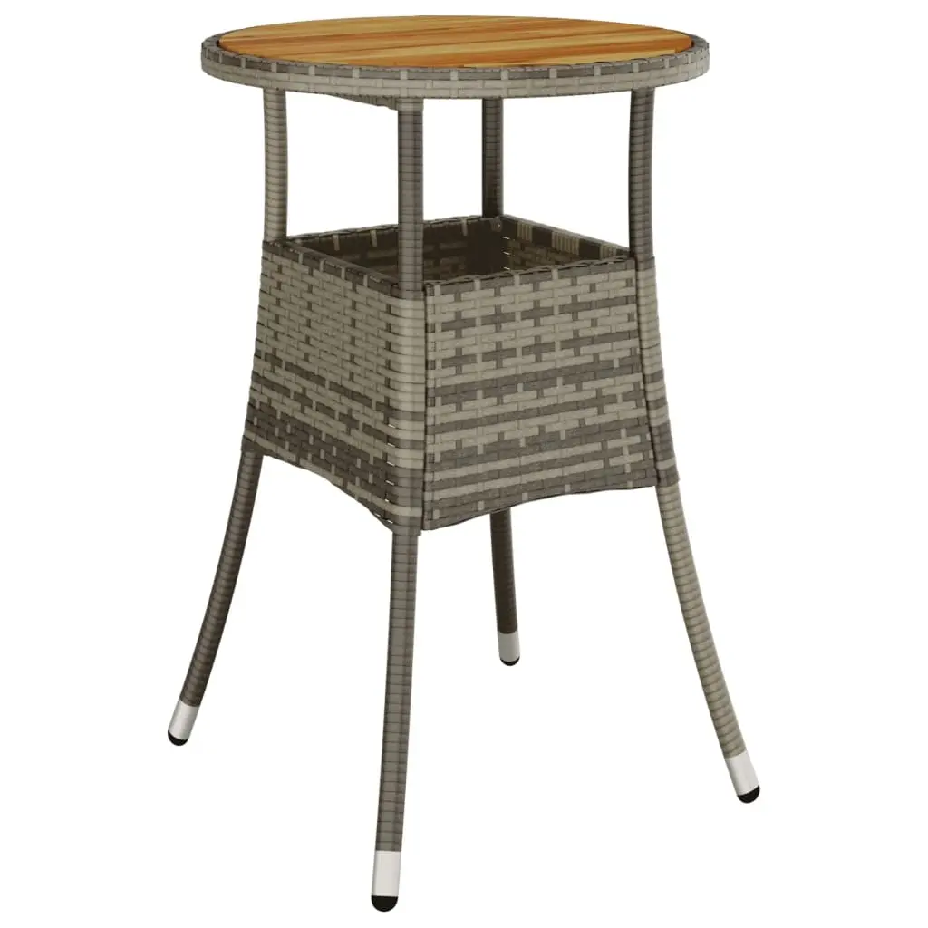 Garden Table Ø60x75 cm Acacia Wood and Poly Rattan Grey 310603 - Furniture