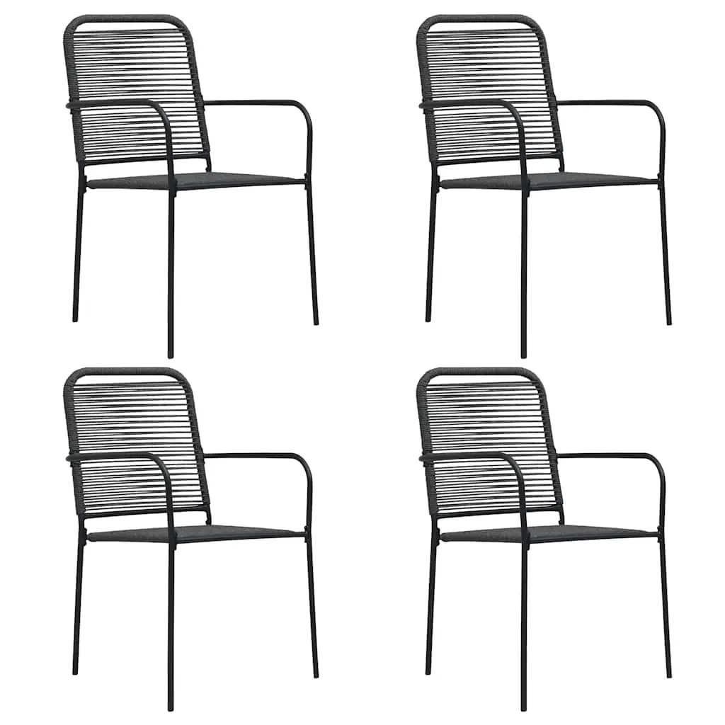 Garden Chairs 4 pcs Cotton Rope and Steel Black 312156 - Furniture