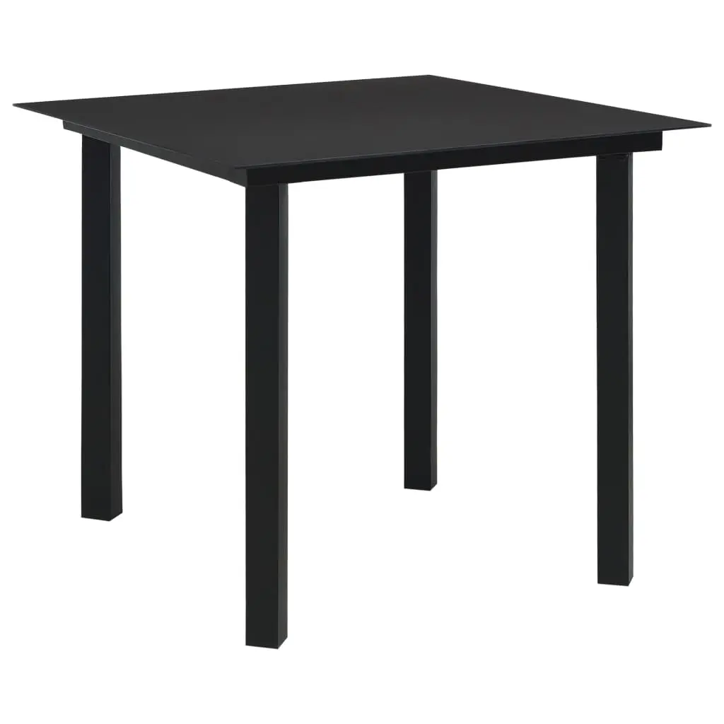 Garden Dining Table Black 80x80x74 cm Steel and Glass 312161 - Furniture