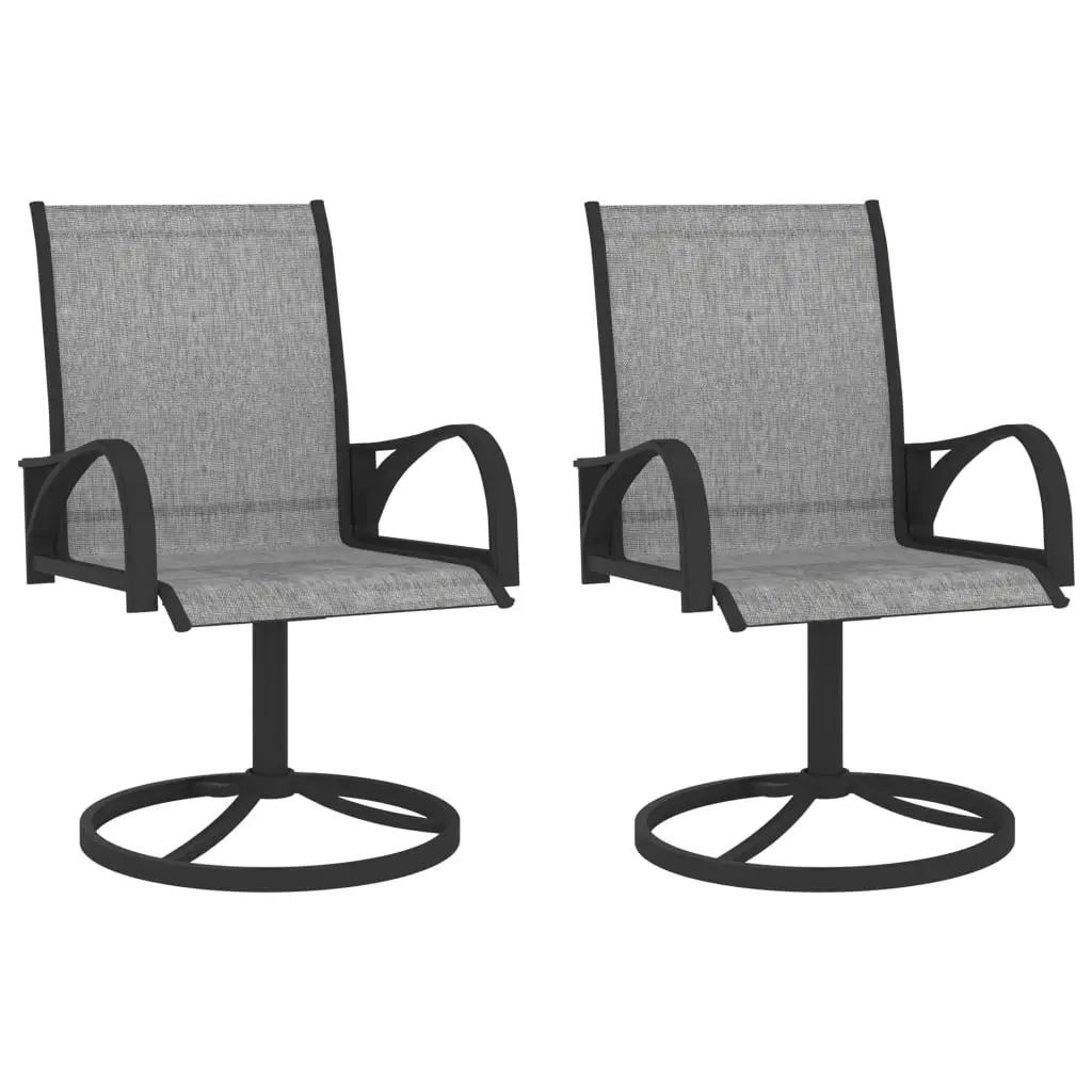Garden Swivel Chairs 2 pcs Textilene and Steel Grey 312167 - Furniture