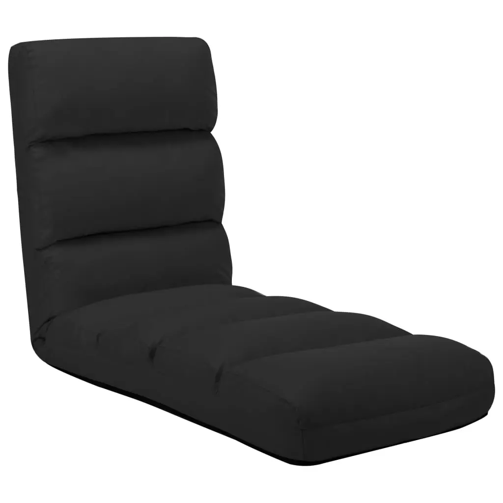 Folding Floor Chair Black Faux Leather 325245 - Furniture