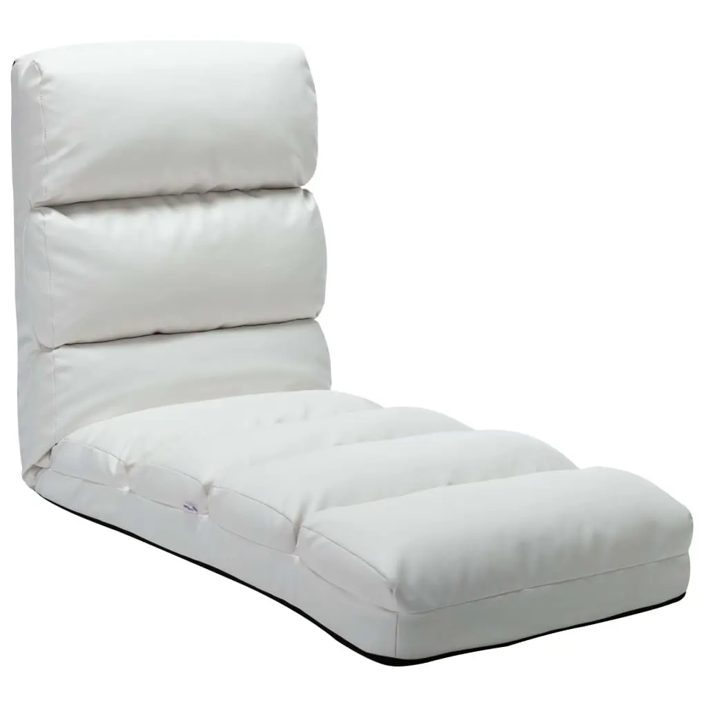 Folding Floor Chair White Faux Leather 325246 - Furniture