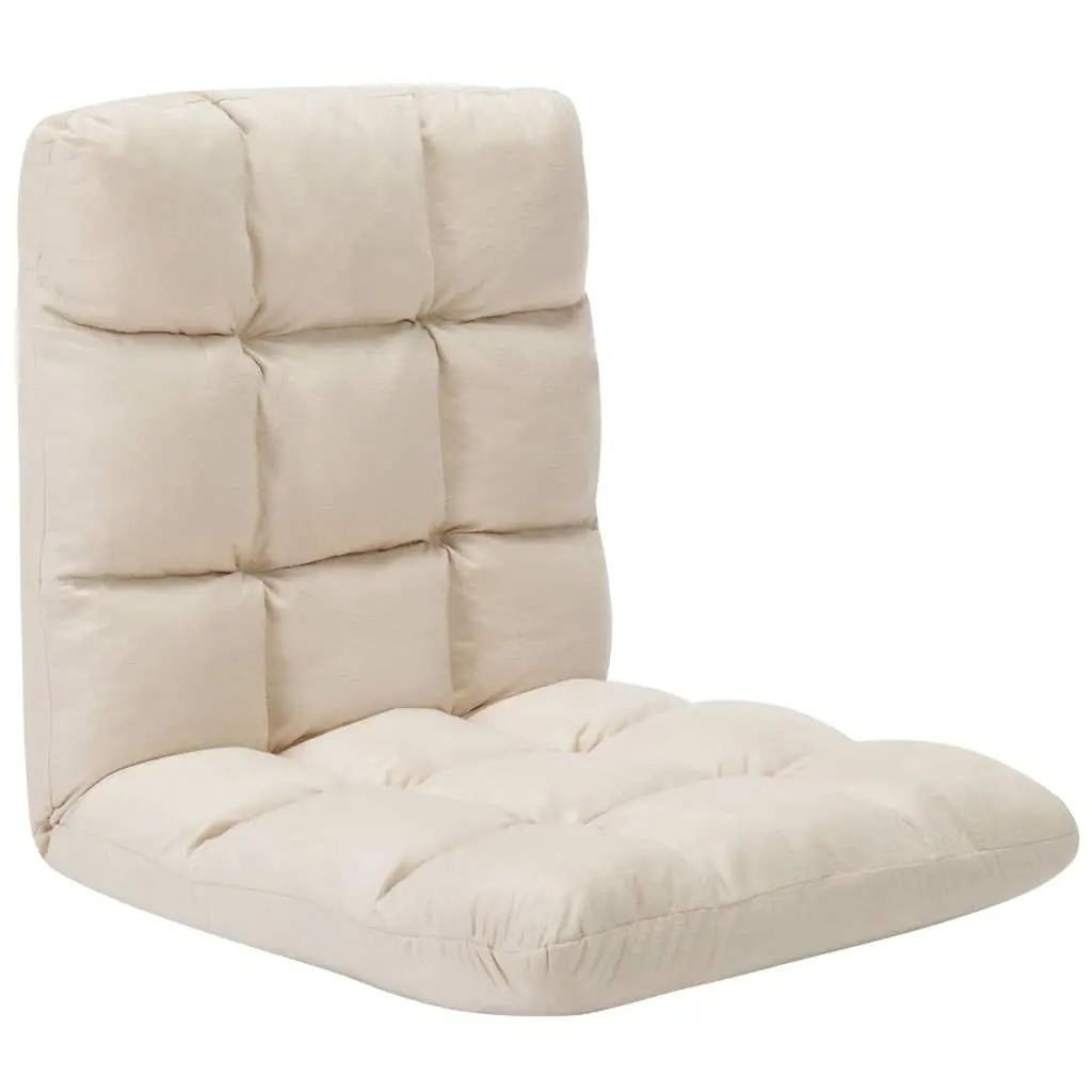 Folding Floor Chair Cream Microfibre 325257 - Furniture