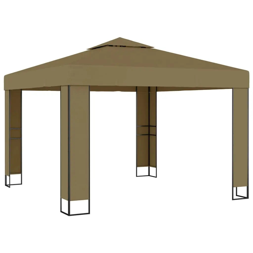 Gazebo with Double Roof 3x3x2.7 m Taupe 180 g/m² 312218 - Home & Garden