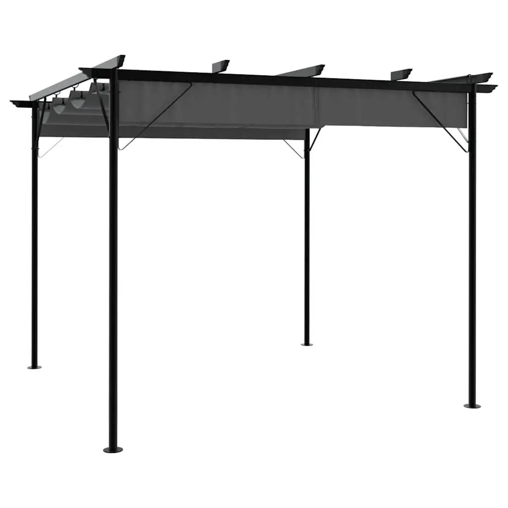 Pergola with Retractable Roof Anthracite 3x3 m Steel 180 g/m² 312226 - Home & Garden