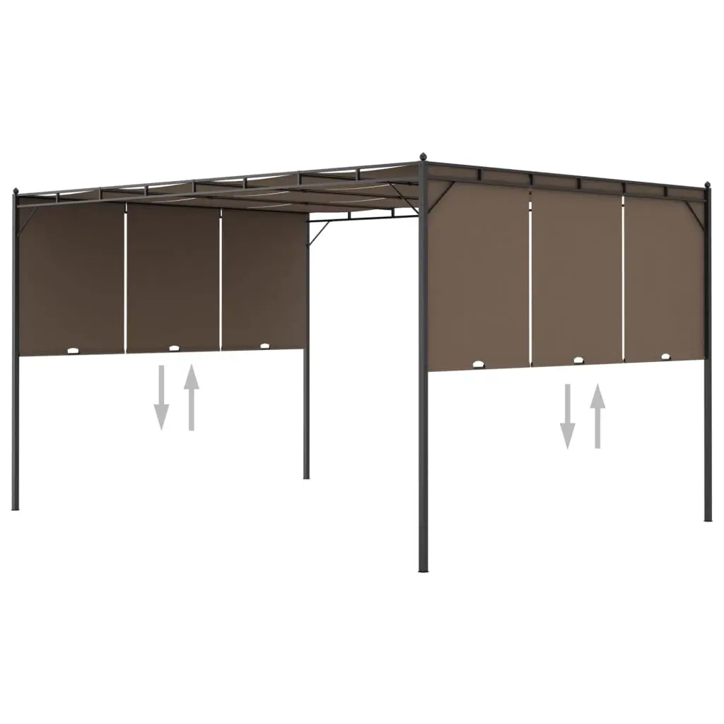 Garden Gazebo with Side Curtain 4x3x2.25 m Taupe 312264 - Home & Garden