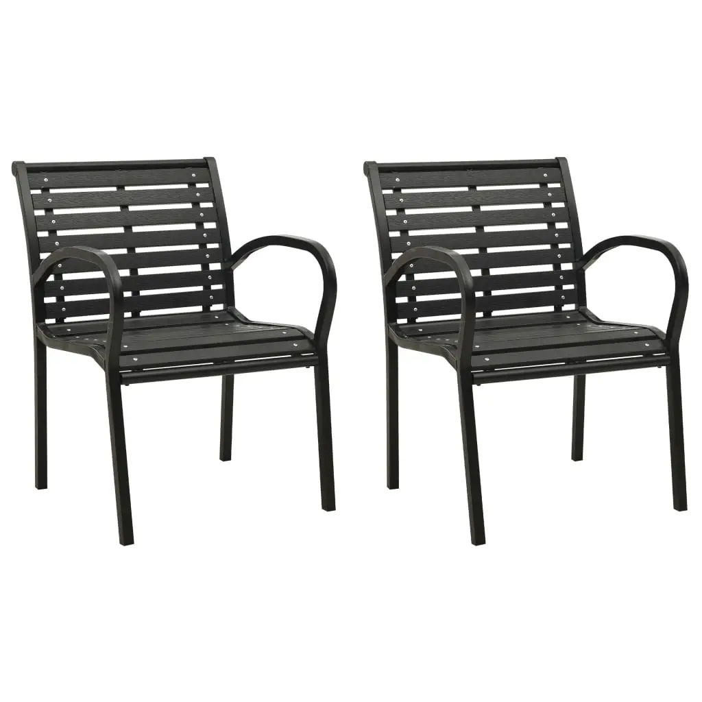 Garden Chairs 2 pcs Steel and WPC Black 312034 - Furniture