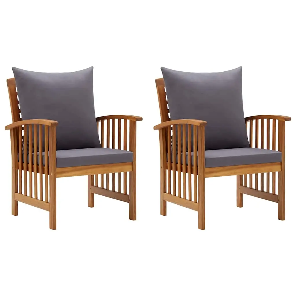Garden Chairs with Cushions 2 pcs Solid Acacia Wood 310258 - Furniture