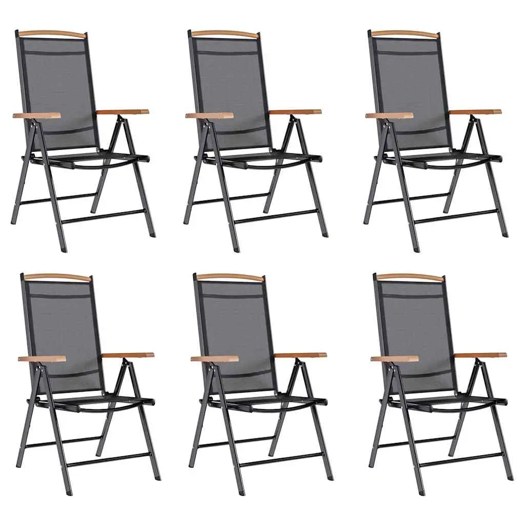 Folding Garden Chairs 6 pcs Textilene Black 312187 - Furniture