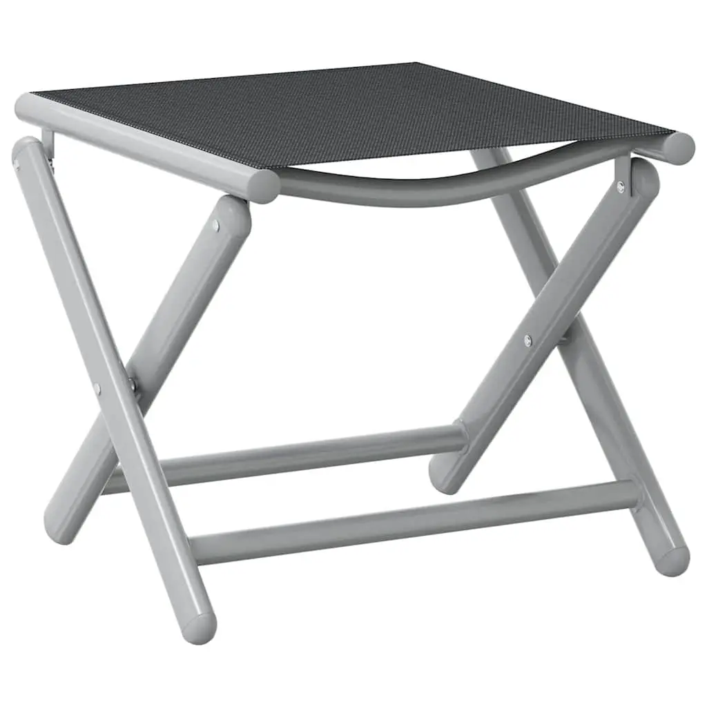 Folding Footrest Black and Silver Textilene and Aluminium 312193 - Furniture