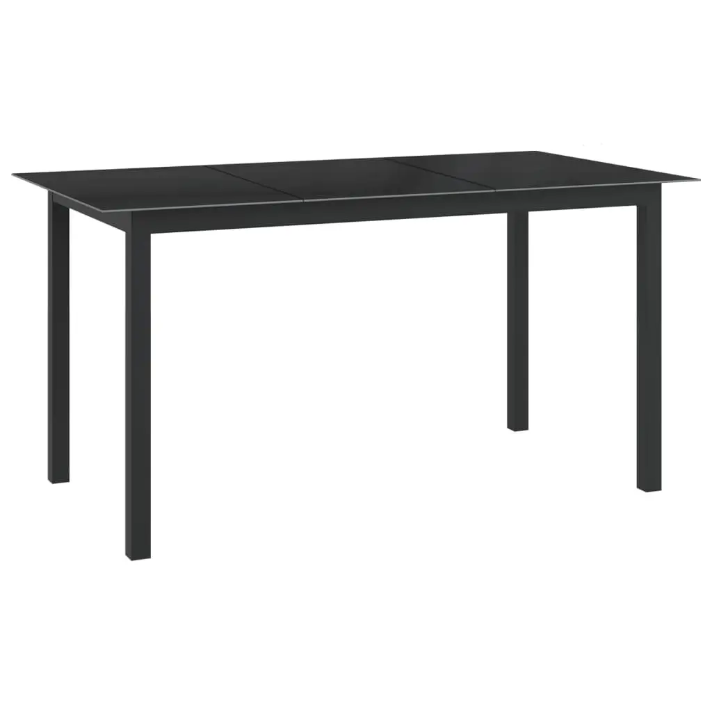 Garden Table Black 150x90x74 cm Aluminium and Glass 312201 - Furniture
