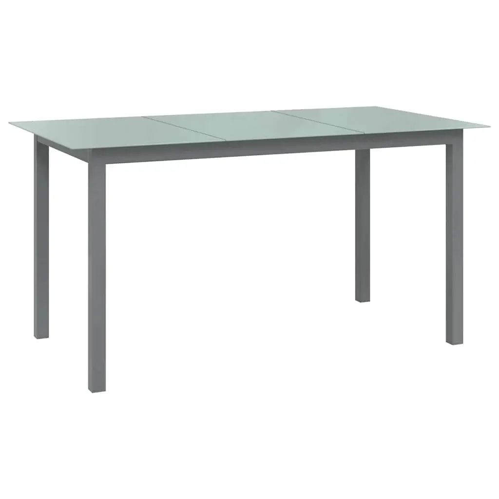 Garden Table Light Grey 150x90x74 cm Aluminium and Glass 312204 - Furniture