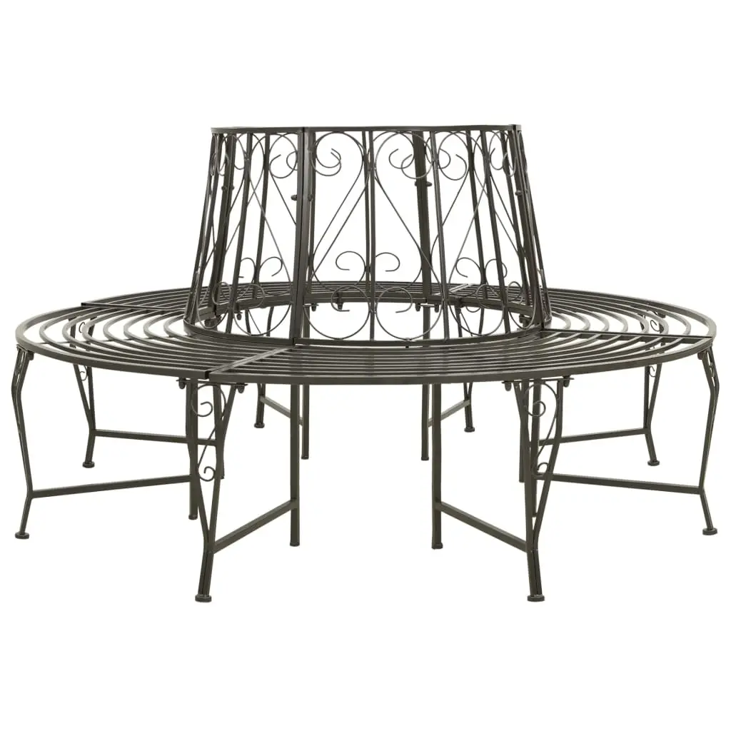 Garden Half Round Tree Bench 160 cm Steel 313033 - Furniture