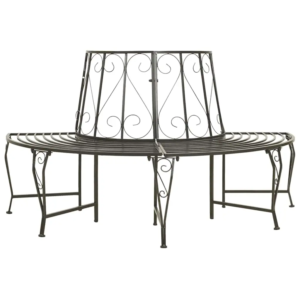Garden Half Round Tree Bench 160 cm Steel 313034 - Furniture