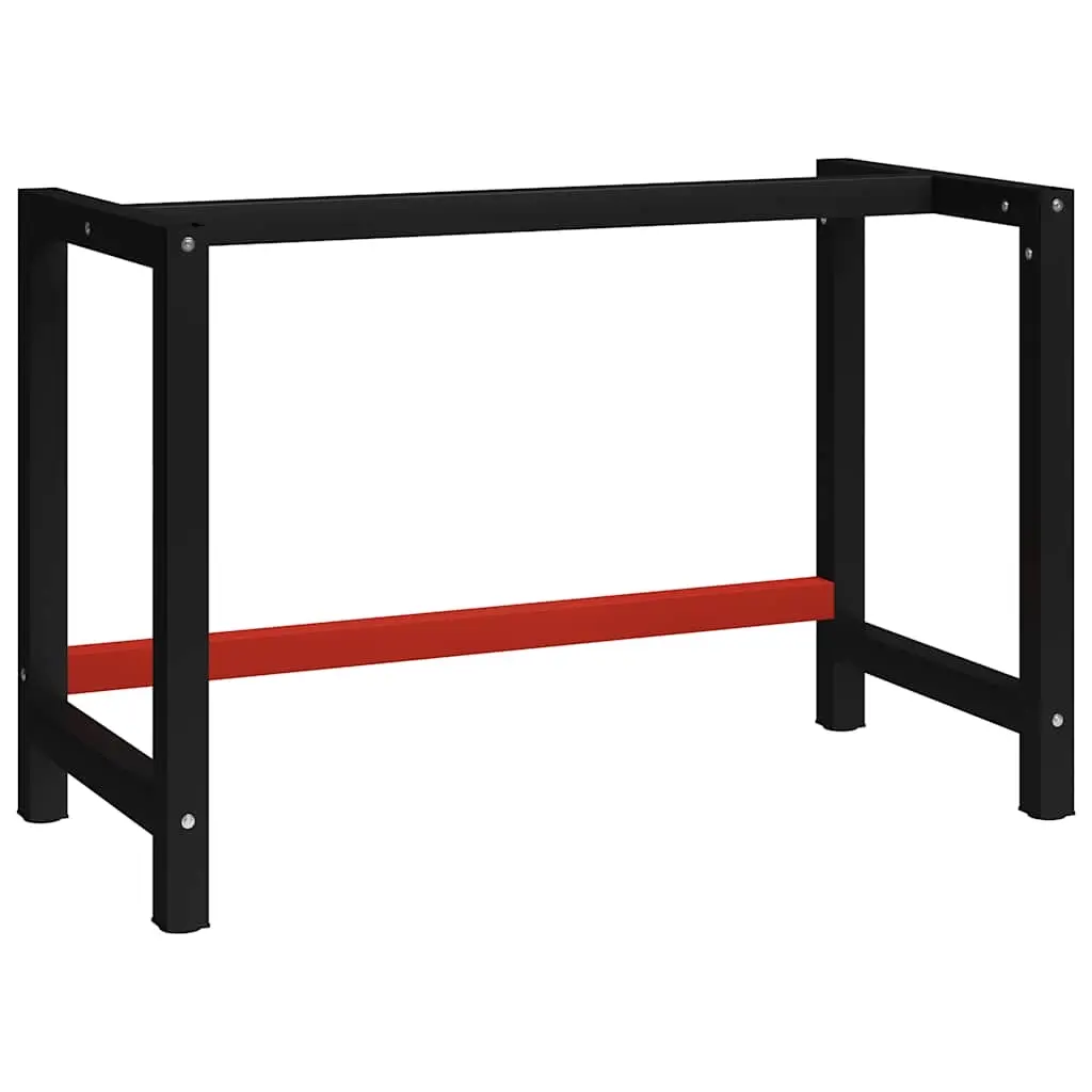 Work Bench Frame Metal 120x57x79 cm Black and Red 147928 - Furniture