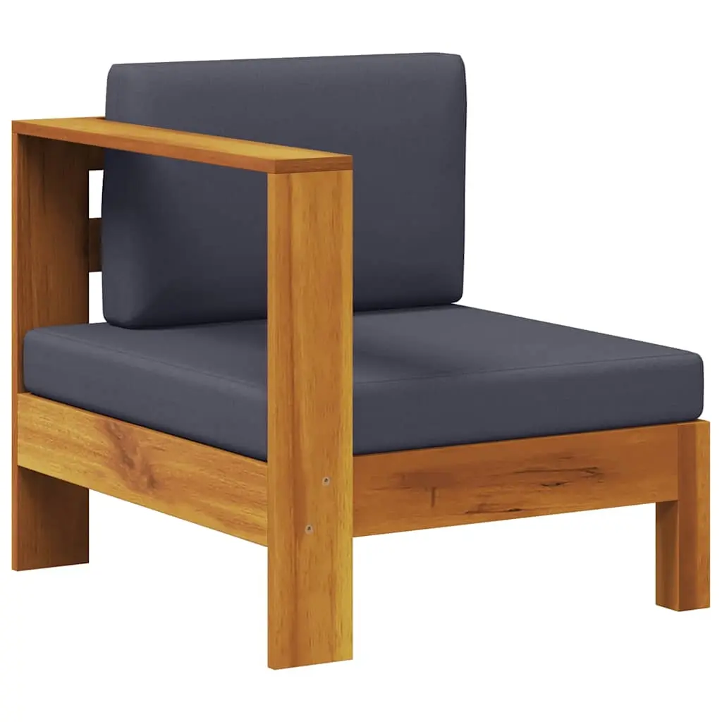 Middle Sofa with 1 Armrest Dark Grey Solid Acacia Wood 310641 - Furniture