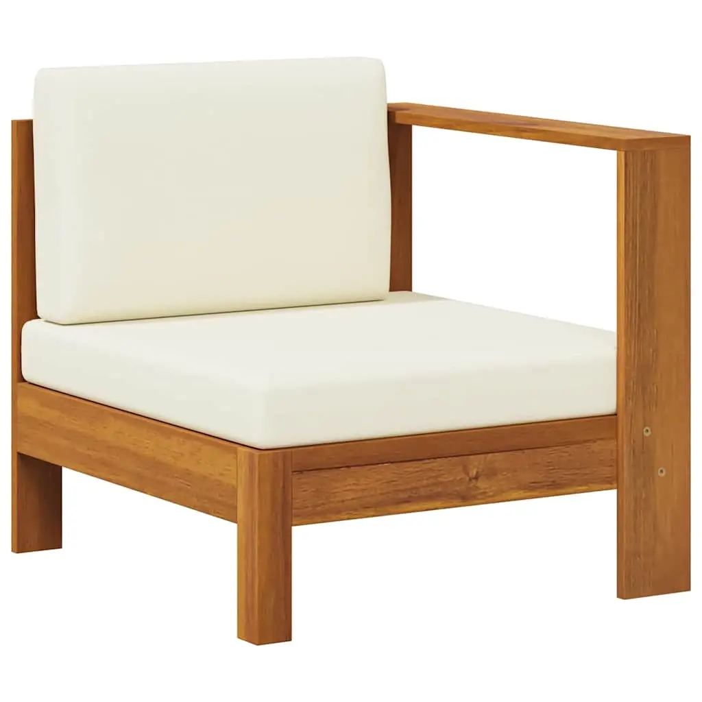 Middle Sofa with 1 Armrest Cream White Solid Acacia Wood 310642 - Furniture
