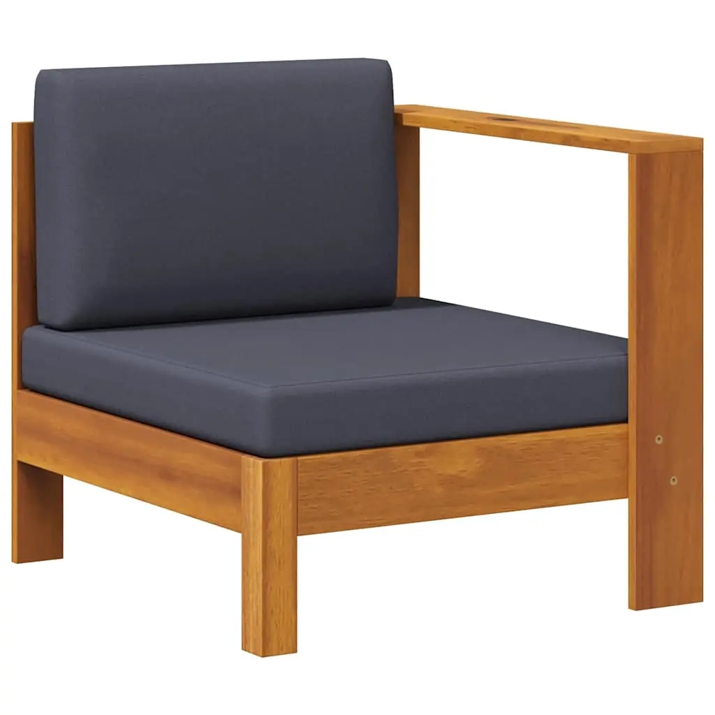 Middle Sofa with 1 Armrest Dark Grey Solid Acacia Wood 310643 - Furniture