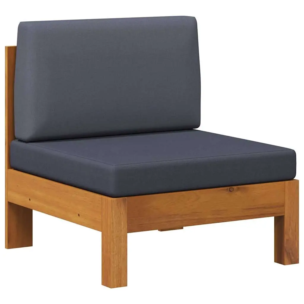 Middle Sofa with Dark Grey Cushions Solid Acacia Wood 310647 - Furniture