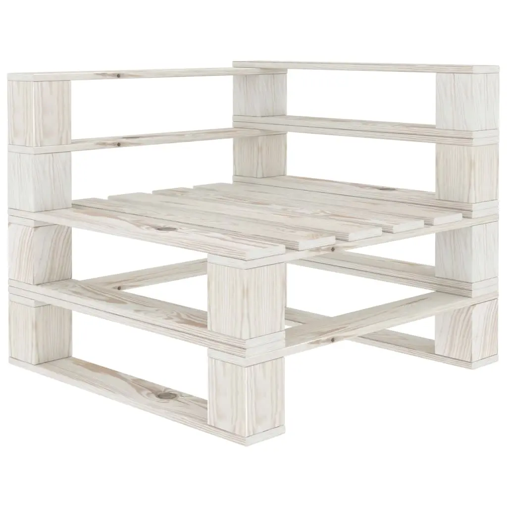 Garden Pallet Corner Sofa Wood White 313570 - Furniture
