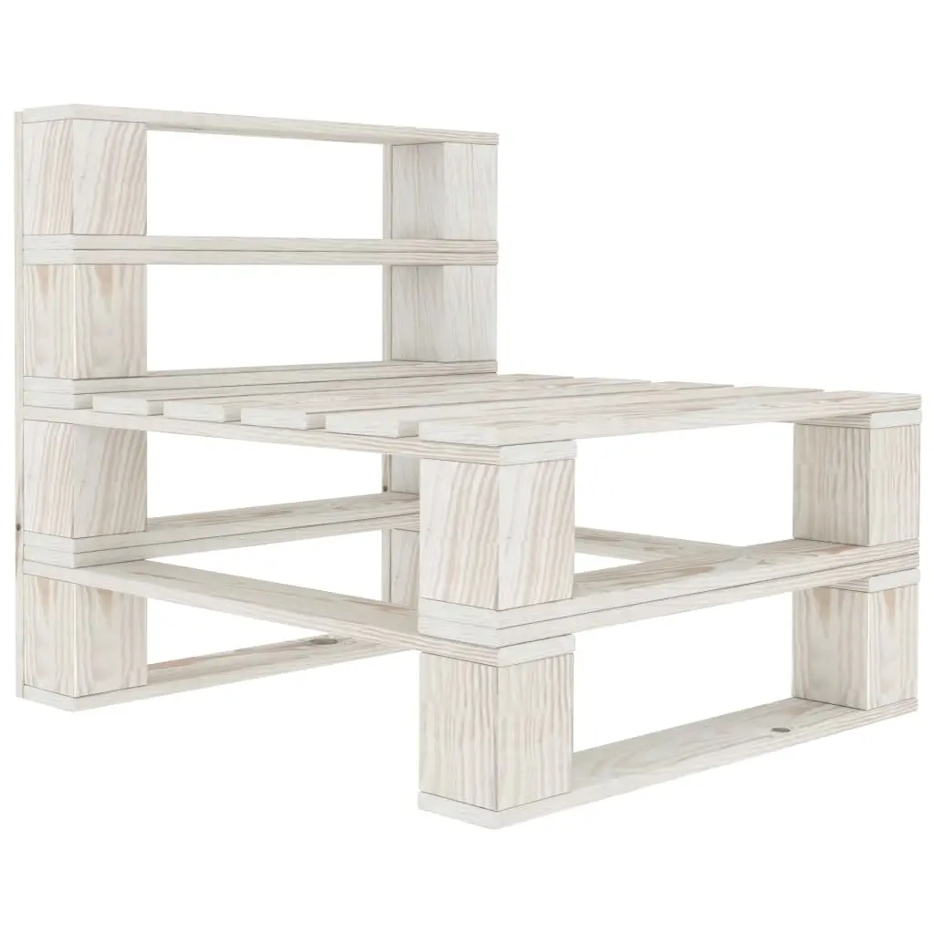 Garden Pallet Middle Sofa Wood White 313571 - Furniture