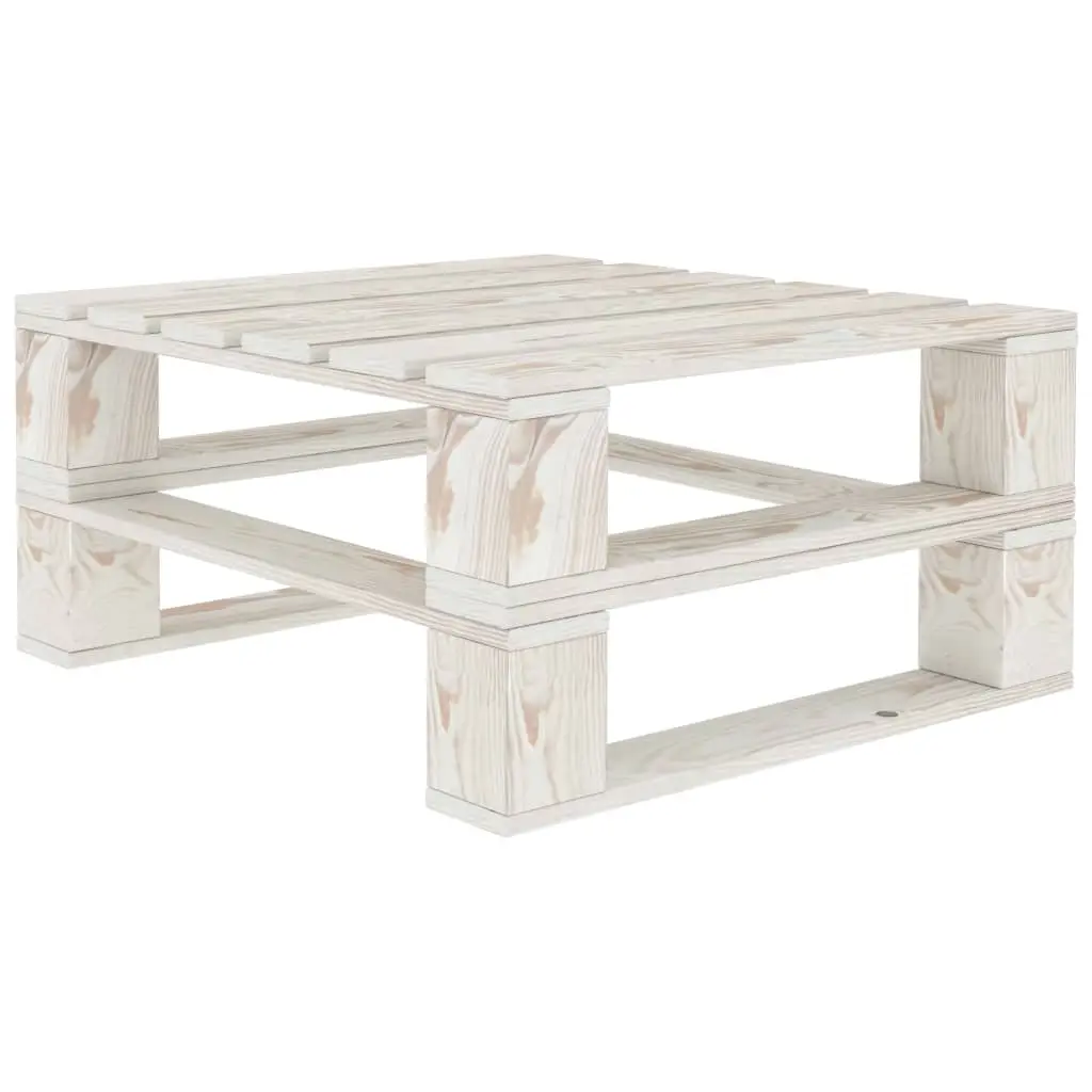 Garden Pallet Table White Wood 313572 - Furniture