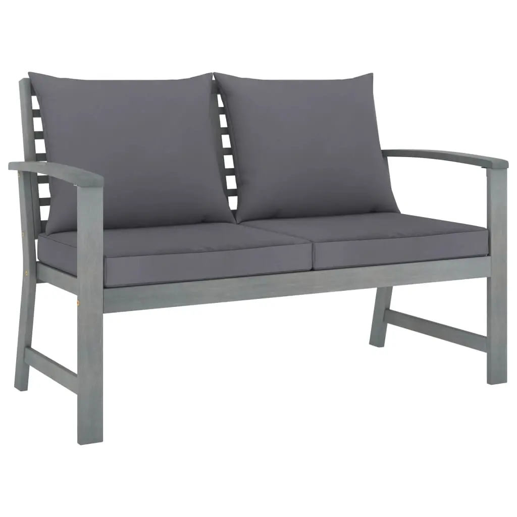 Garden Bench 120 cm with Dark Grey Cushion Solid Acacia Wood 311826 - Furniture