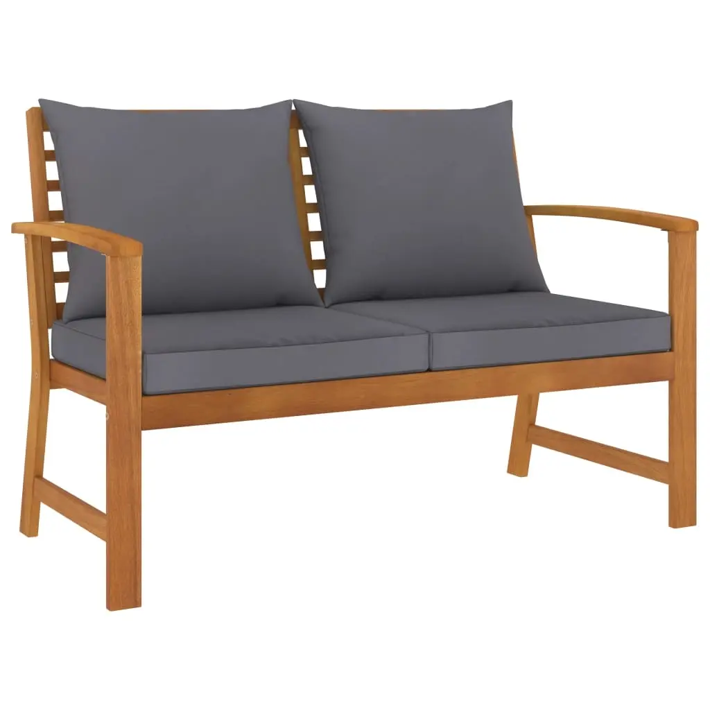 Garden Bench 120 cm with Dark Grey Cushion Solid Acacia Wood 311830 - Furniture