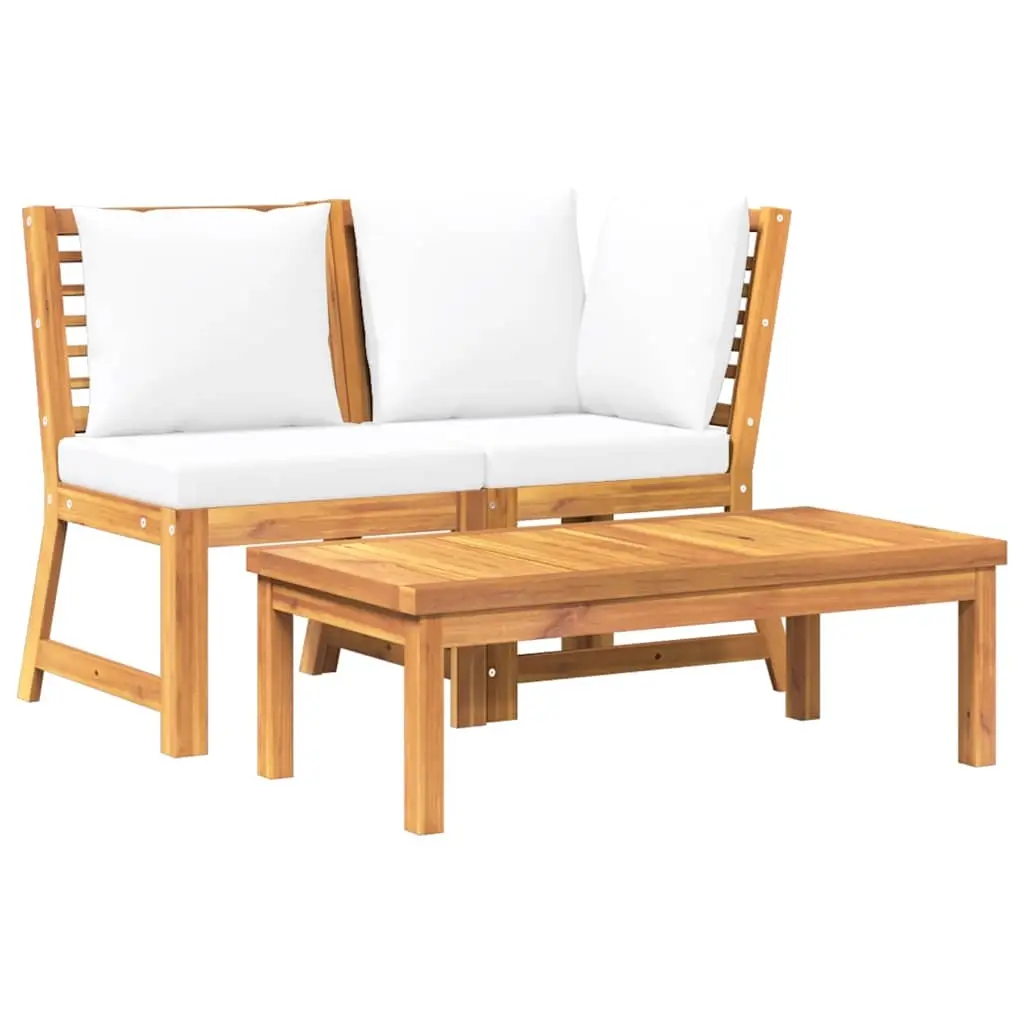 3 Piece Garden Lounge Set with Cream Cushion Solid Acacia Wood 311834 - Furniture