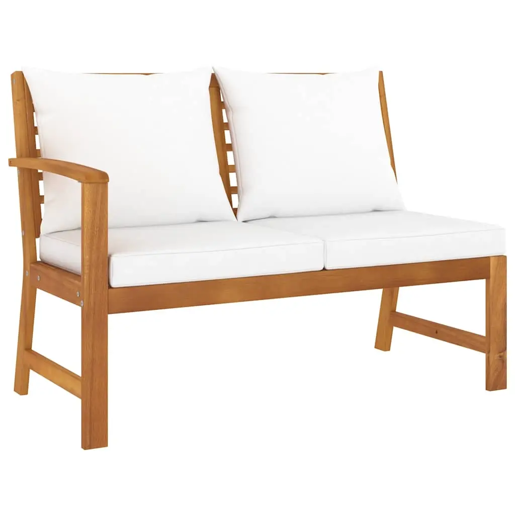 Garden Bench 114.5 cm with Cream Cushion Solid Acacia Wood 311836 - Furniture