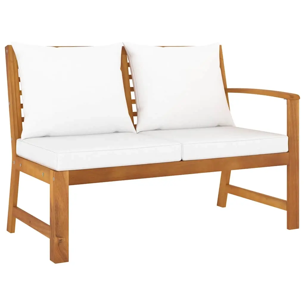 Garden Bench 114.5 cm with Cream Cushion Solid Acacia Wood 311838 - Furniture