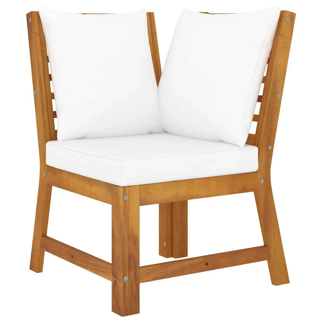 Sectional Corner Sofa with Cream Cushion Solid Acacia Wood 311840 - Furniture